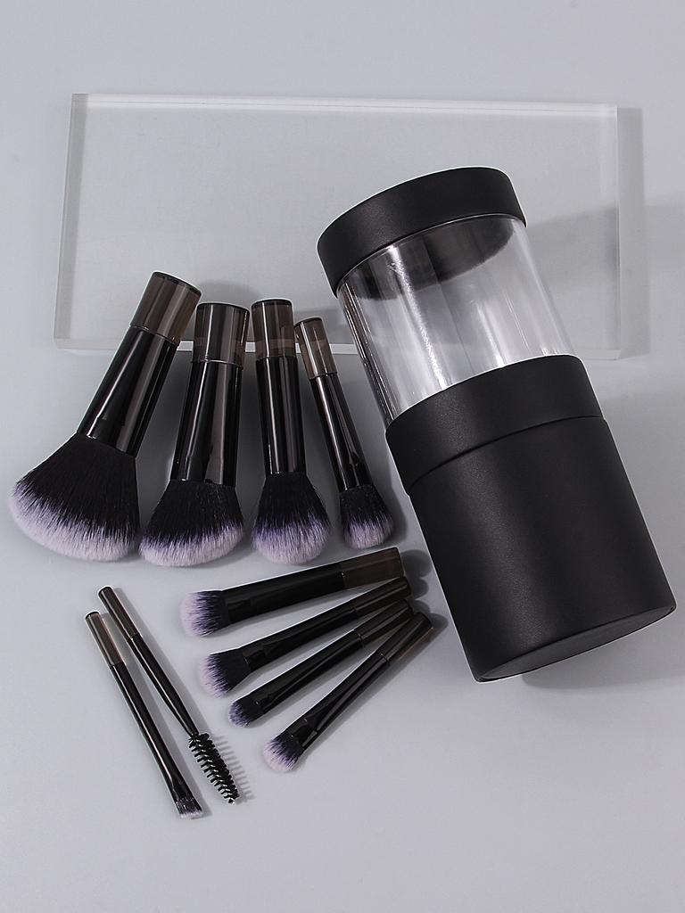 Portable 10pcs Mini Makeup Brush with Storage Bucket, Soft Bristle Powder, Blush, Conture, Eyeshadow, Eyelash and Eyeliner Brush