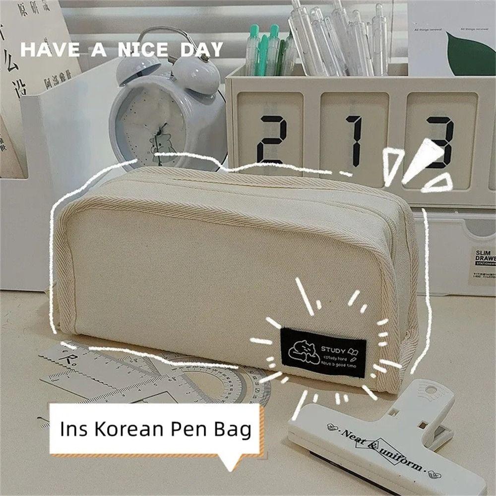 High Capacity Pencil Case Ins Simplicity Stationery Storage Bag Creative Pencil Bag  School Supply