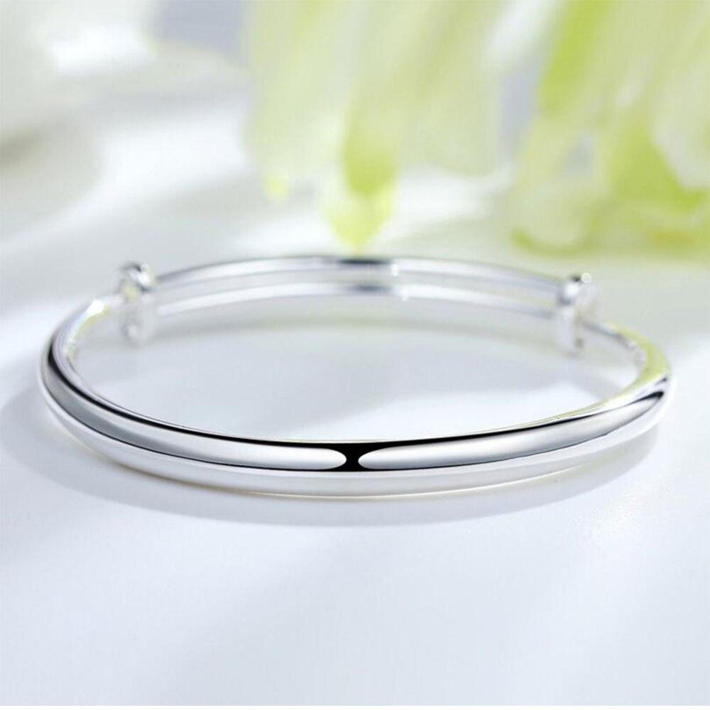 925 Sterling Silver Bangles Simple Adjustable Bracelets & Bangles For Women S-B55