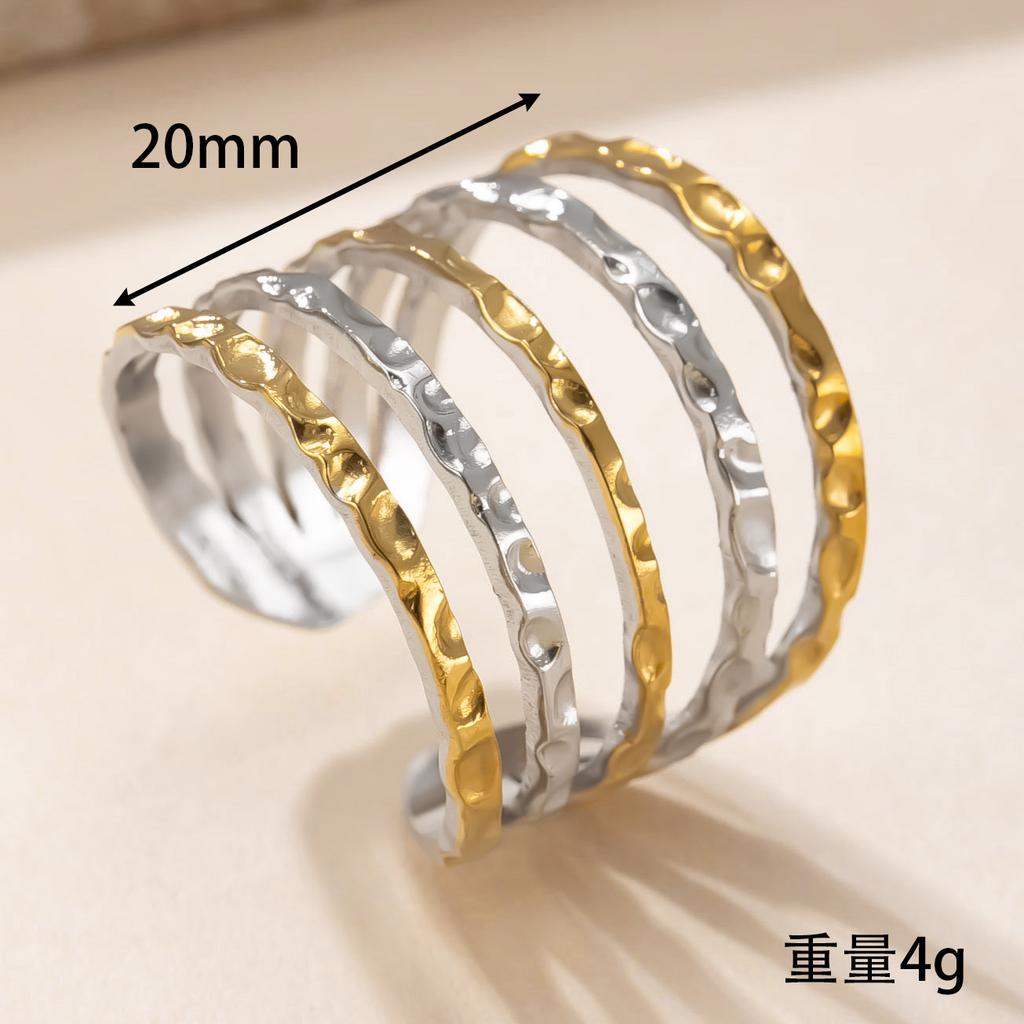 Stainlesss Steel Geometric Ring Women Gold Color Minimalist Multi-layer Rings Trendy Zircon Gift Wholesale