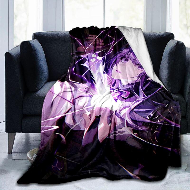 Мультяшное одеяло с принтом Genshin, фланелевое теплое мягкое плюшевое одеяло для дивана-кровати, милое плюшевое одеяло в стиле аниме