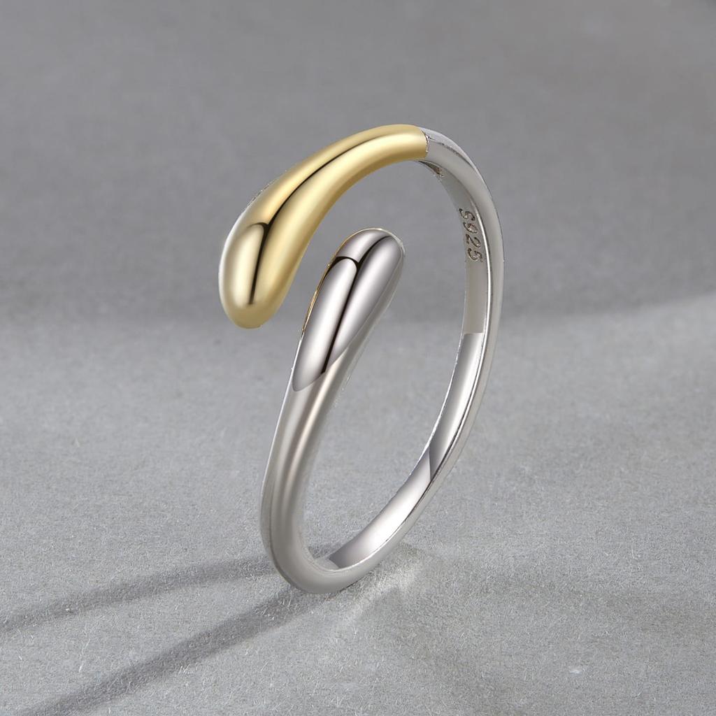 Silver universal ring, blown teardrops, silver 925