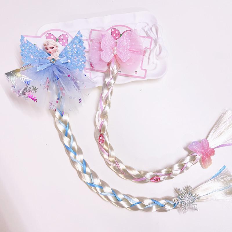 Детский милый парик-хвост с косичкой из сетки, украшенный морской звездой, жемчугом и бантом