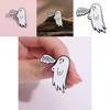 Unique White Ghost Metal Badge Brooch For Halloween Featuring Playful Cartoon Letters