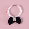 Princess Style Cat Necklace Faux Pearls Velvet Bowknot Decor Adjustable Design Pet Kitten Collar Pet Accessory