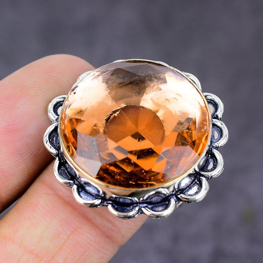 Подарочное кольцо ручной работы из стерлингового серебра 925 пробы с натуральным морганитом, размер 9,5 Y0v99