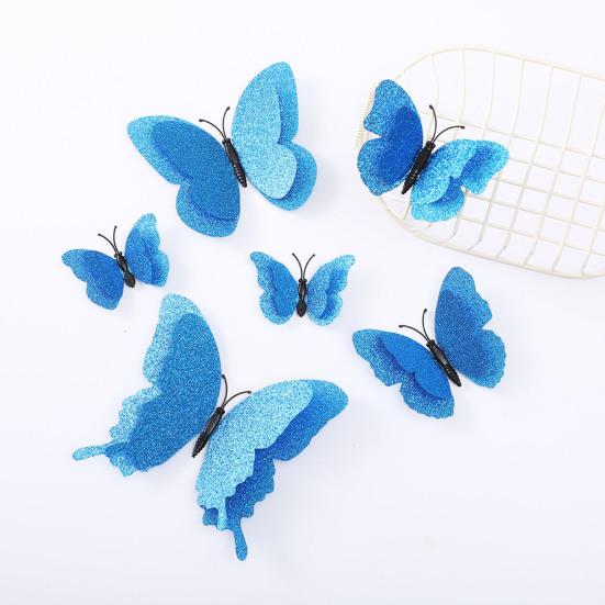 6 Pcs 3D Glitter Butterfly Wall Decor Double Layer Wing Butterfly