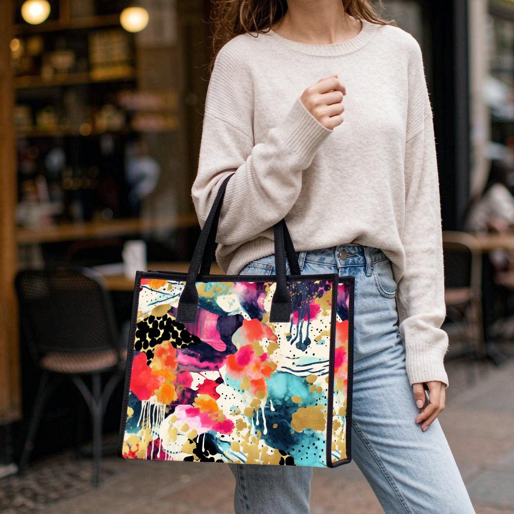Abstract Watercolor Art Tote Bag Fashion Daily Shoulder Handbag For Women Casual Lightweight Shopping Bag