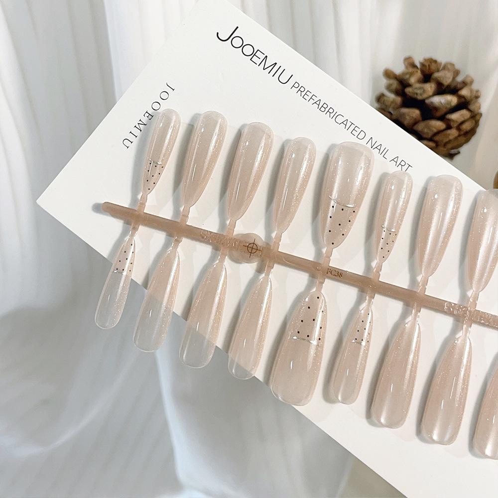 Gilded Whispers 3D Cat-Eye Long Pointed Removable Nail Tips - Set of 30