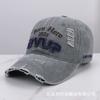 Retro washed old letter patch embroidery ripped soft top baseball cap summer couple outdoor sun hat