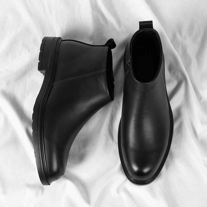 Ботинки челси мужские высокие туфли для отдыха на природе деловые формальные ботильоны осень-зима мужские туфли из спилковой кожи для мужчин