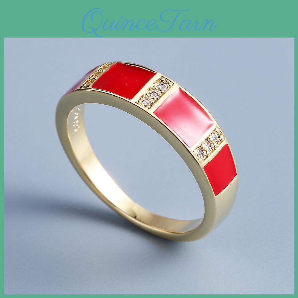 Red Drip Glue Classic Ring For Womens Simple Handmade Enamel Jewelry Party Ring Wedding Bridal Ring Couples Jewelry