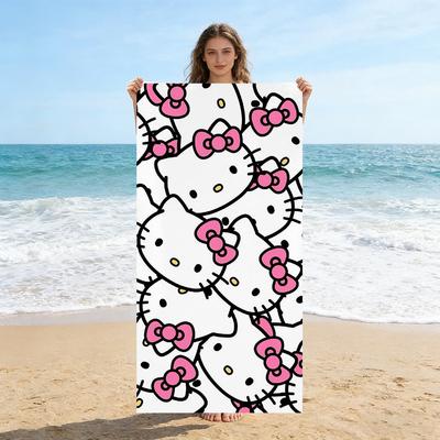 1 шт. Пляжное полотенце Hello Kitty из микрофибры, быстросохнущее, мягкое, легкое, унисекс, для плавания, кемпинга, серфинга, йоги, путешествий, на открытом воздухе