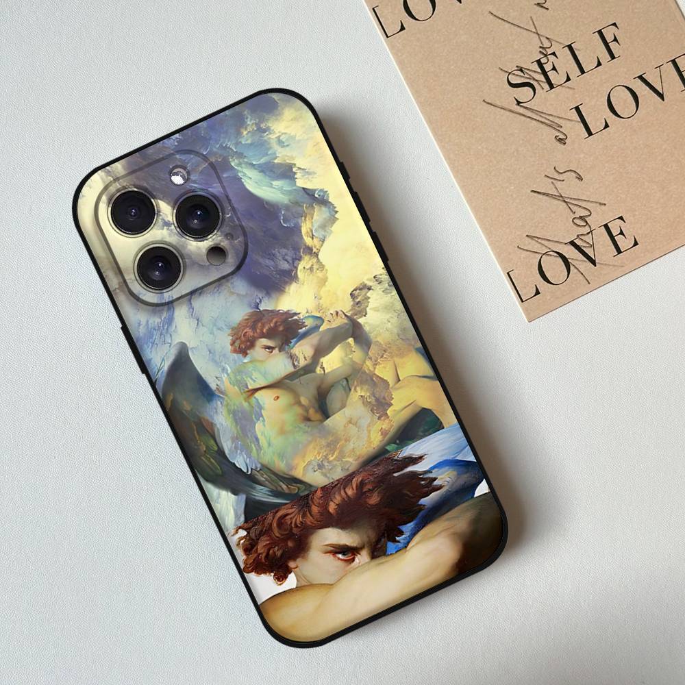 Чехол для телефона Painting The Fallen Angel A-Alexandre для iPhone 17 16 15 11 13 14 Pro Max X Xr Xs Max 12mini Черный корпус