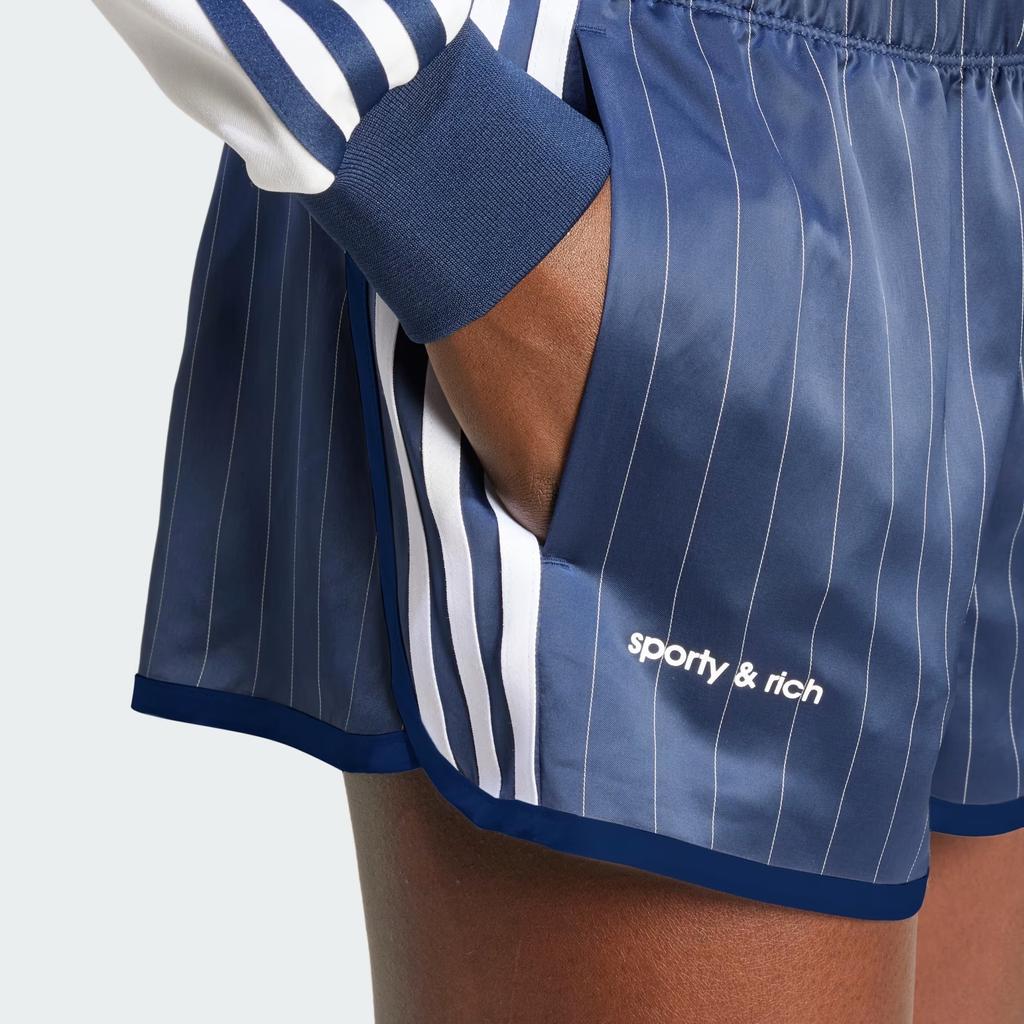 Adidas X Sporty & Rich Track Short Navy/White Women Streetwear JI9278