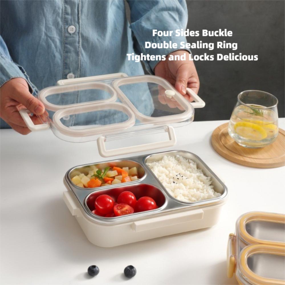 Stainless Steel Lunch Box Divided Food Storage Box Portable Food Container School/Office
