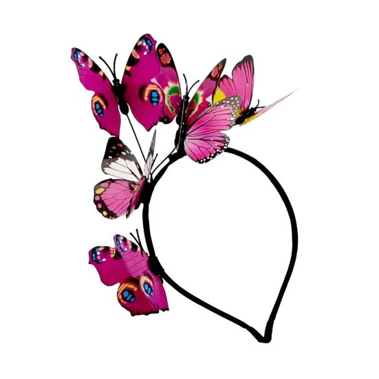 Женская повязка на голову с разноцветными бабочками, декор для свадебных волос, вечеринки, косплей, Хэллоуин, аксессуары для волос