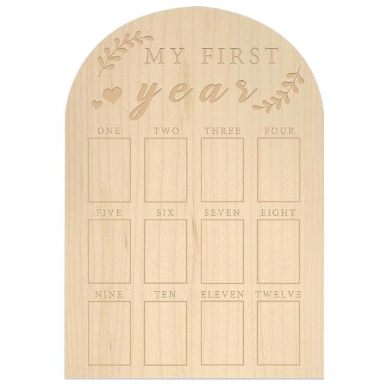 Baby First Year Milestone Photo Frame Rustic Wood Newborn Boys Girls Infant Monthly Picture Display Board Nursery Bedroom Wall Decoration Keepsake