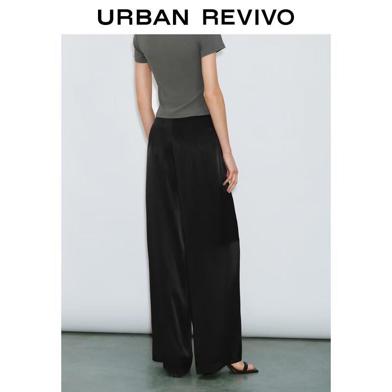 UR 2024 Autumn Women's Drapey Tie-waist Wide-leg Pants