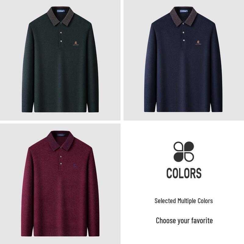 Мужской трикотажный свитер-поло жаккардовой вязки MONTAGUT