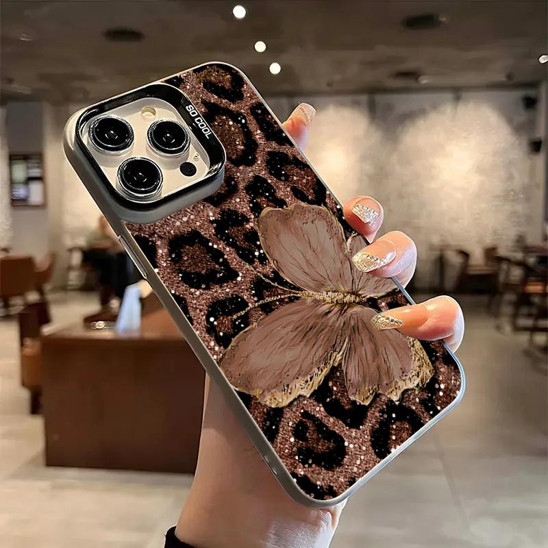 Luxury Butterfly Leopard Print Electroplate Phone Case For Xiaomi Redmi Note 14 13 12 11 10 Pro Plus 12S 11S Redmi 14C 13 Cover
