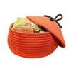 Halloween Pumpkin Woven Basket Halloween Pumpkin Basket with Dust-Proof Lid Seasonal Decor Home Organization Bin Cute Basket