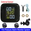 Car Tyre Pressure Alarm Monitor System TPMS 2 External Sensors LCD Display Temperature Warning Wireless Solar Motorcycle Parts
