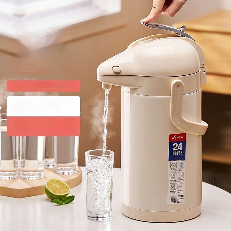 Air Pressure Water Bottle 4L Large Capacity Open Water Bottle Pressing Water Bottle Glass Inner Tank