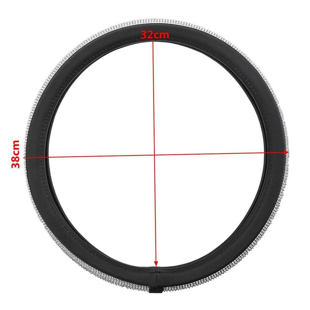 Черный 15'' 38см PU Кожа Кристалл Чехол на руль автомобиля со стразами