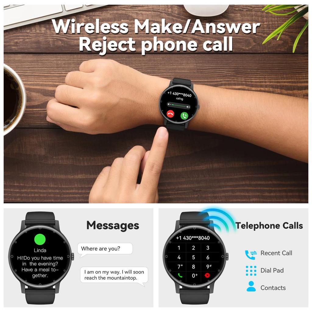 QTLLBT Спортивные умные часы удобный силиконовый ремешок беспроводной вызов шагомер расстояние трек управление музыкой оповещения о сообщениях многофункциональные подходящие