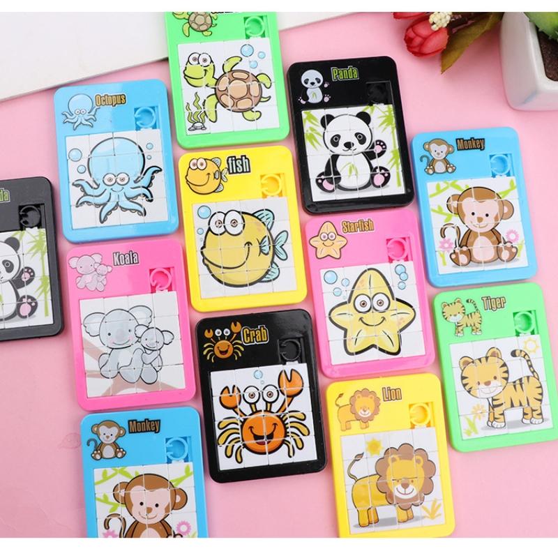 6PCS Animal Number Random Puzzle Plastic Slide Puzzle Logic Children's Early Education Puzzle Toy School Kindergarten Gift