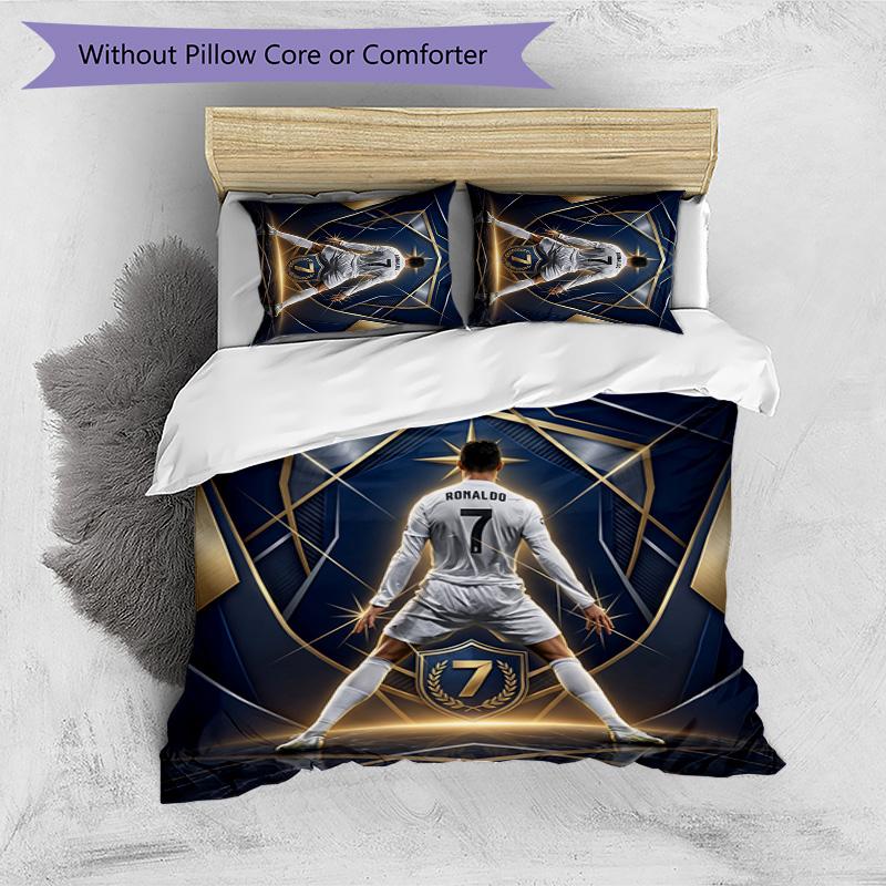 Cristiano Ronaldo Printed Bedding 3 Piece Set Cozy Breathable Bed Cover Set as Housewarming Holiday Gift