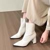 Модные зимние женские ботильоны, новые модные женские ботинки челси с заостренным носком и боковыми молниями, элегантные однотонные короткие ботинки на высоком каблуке