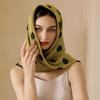 Elegant Women's Silk Scarf Soft Hijab Shawl Wraps Fashion Dot Print Silk Scarf  Bandana