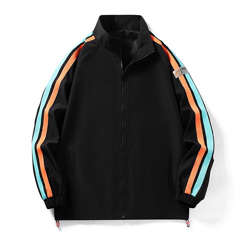 Универсальная куртка Мужская повседневная куртка корейского стиля Весна и осень Куртка с воротником-стойкой Модная контрастная куртка для пары