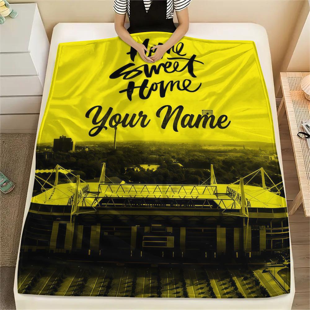 1PC Custom Name BVB Patterned Flannel Blanket Suitable For All Seasons for Home Decor Warmth and Comfort Gifts Holiday Present -HE49
