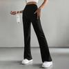 Women Pants High Waist Solid Color Ribbed Casual Trousers Slim Fit Spring