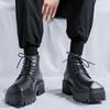 Thick Soled Men's Leather Boots Fashionable Minimalist Design Style Outdoor Leisure Trend Party  Office Autumn and Winter Shoes