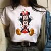 Смешная женская футболка Disney Милый мультяшный Микки Минни Графическая Повседневная с коротким рукавом Женская Кавайная Свободная Одежда Y2K Топы