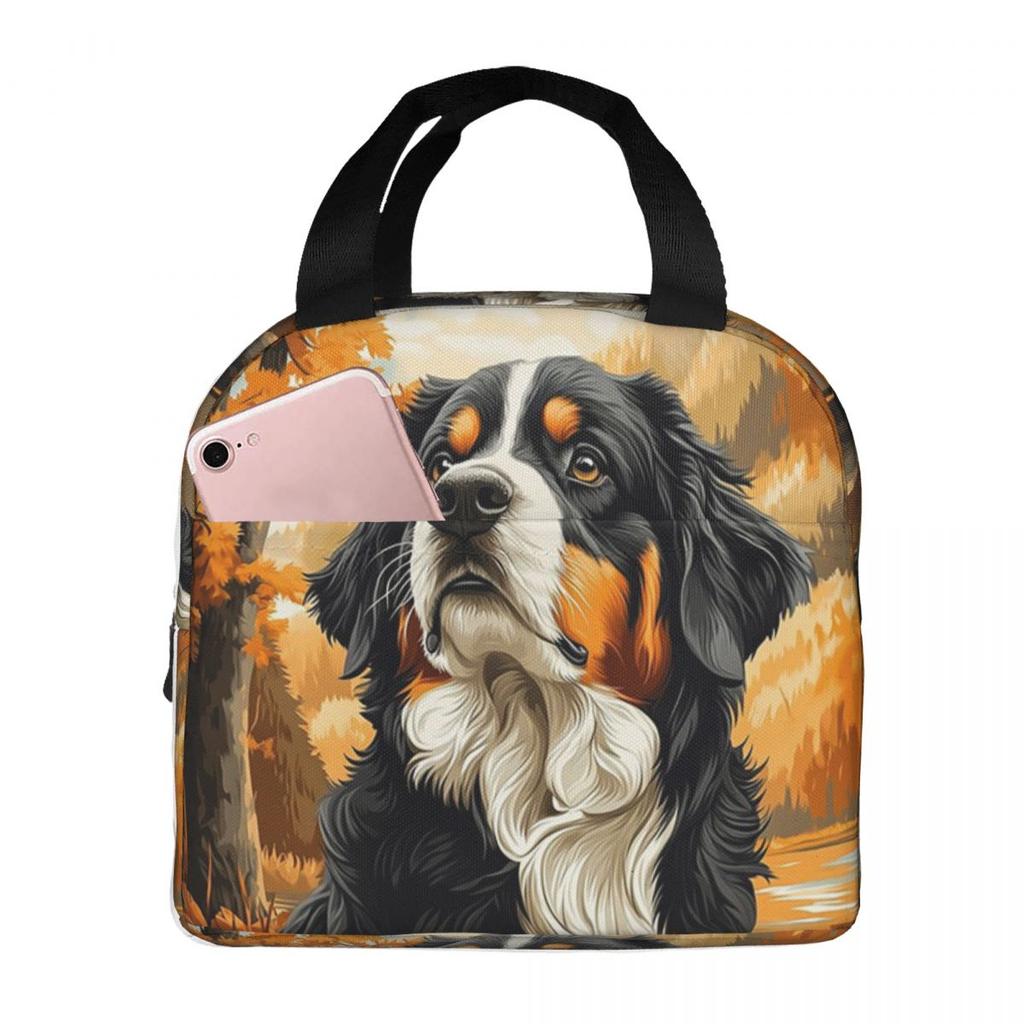 Bernese Mountain Dog In Autumn Insulated Lunch Bag for Women Kids Portable Food Boxes Thermal Lunch Box Tote