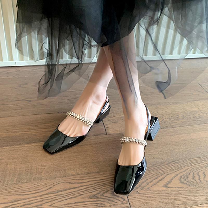 Rimocy сандалии на квадратном каблуке с блестящими пайетками, женская модная обувь для вечеринок с кристаллами и ремешком, женские туфли-лодочки на низком каблуке с блестящим квадратным носком