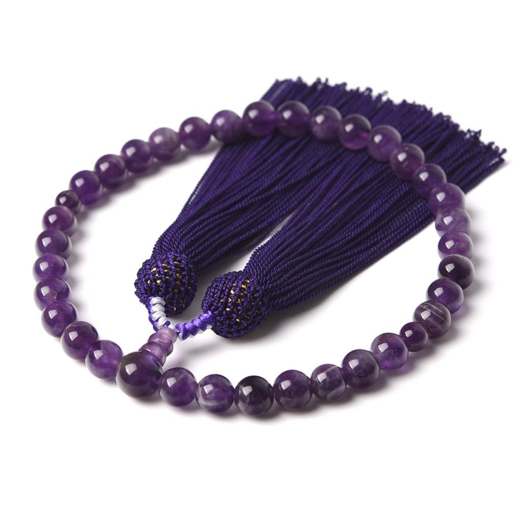 Четки для молитвы из аметиста, подлинные, включают молитву Nishijin Amethyst Prayer Natural 8 мм [EsuonHappiness] Женщины, Кристалл, Кристалл, 8 мм, Сумка, Парча,