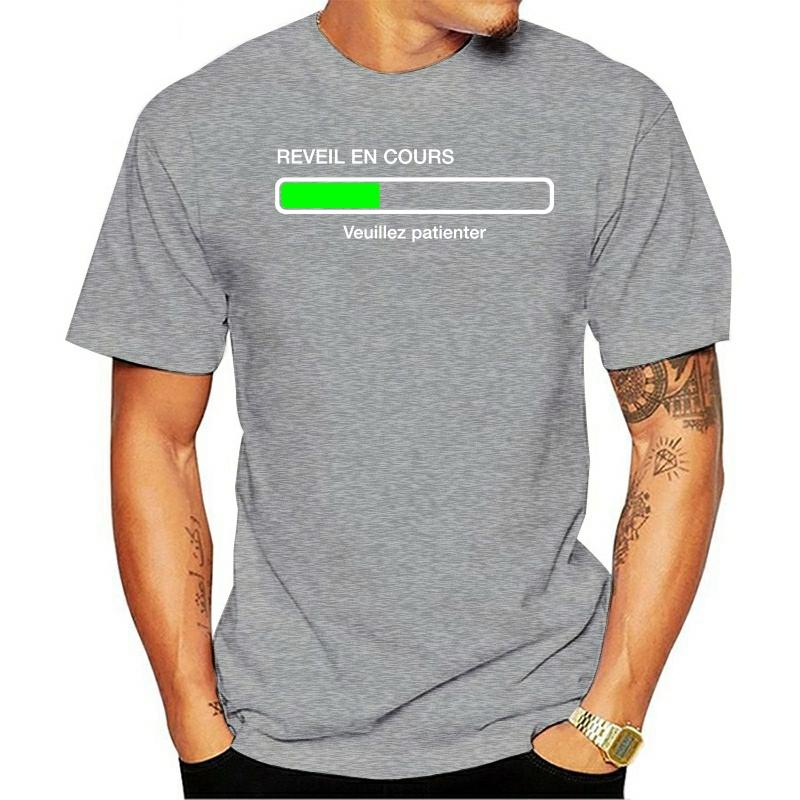 Unisex T Shirt Humour Geek En Cours De Reveil Veuillez Patienter Unisexches Courtes Homme Tshirt Tshirt Unisex