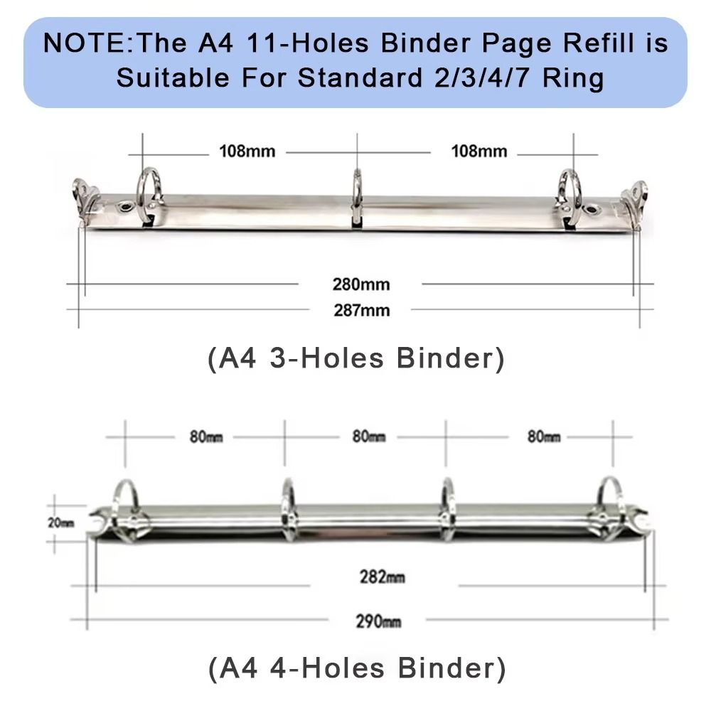 Binder Refill Clear Photo Album Pages A4 11-Hole Card Pages Multi-Pockets Inner Page