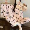 Womens Cloud Cotton Pajama Set Short Sleeve Bow Loose Loungewear 3pcs