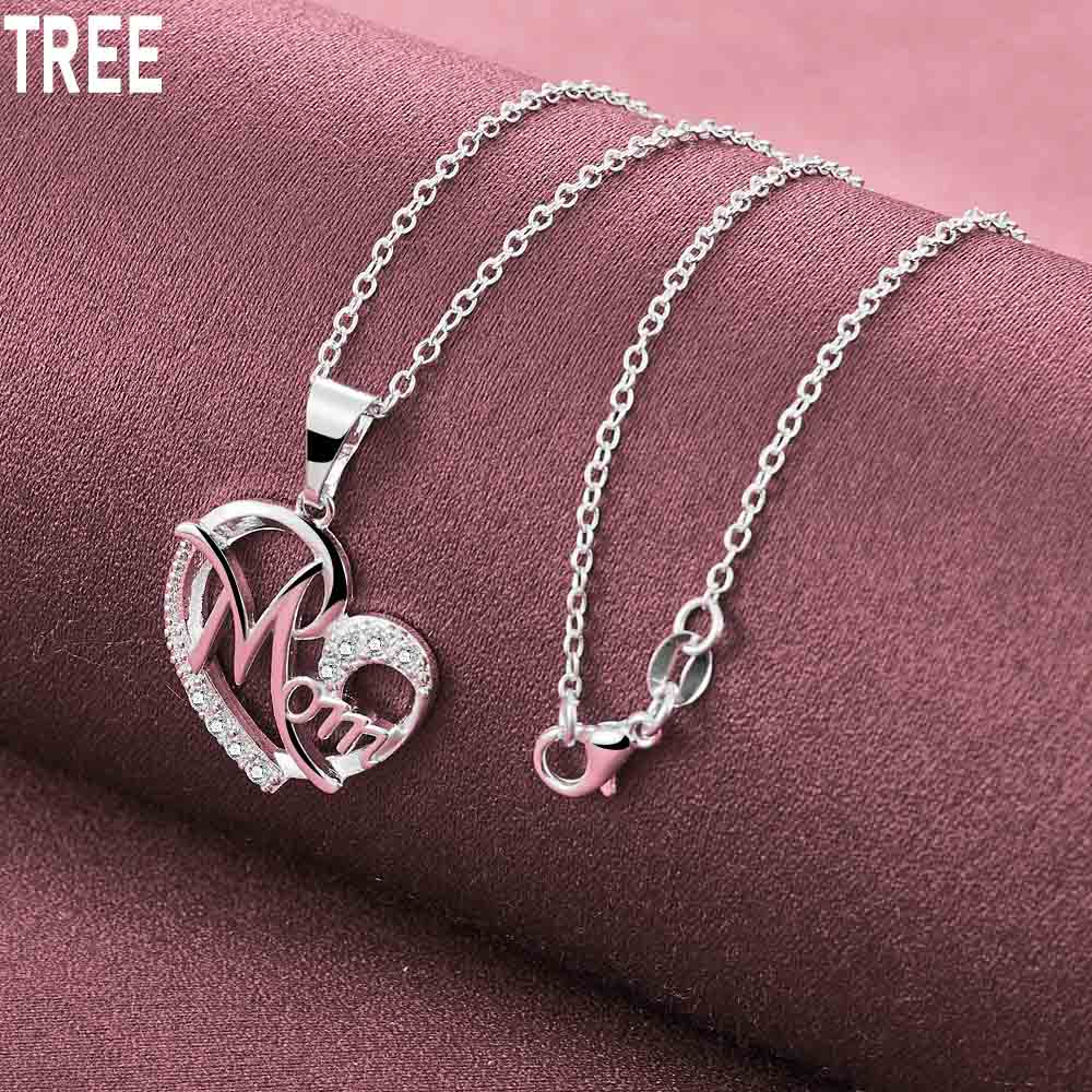Ожерелье с подвеской в виде сердца матери из стерлингового серебра 925 пробы с цирконием AAA, модные свадебные украшения