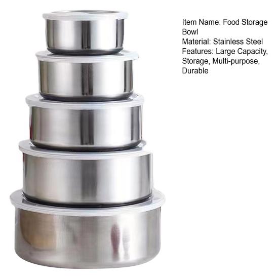 5 шт. миска для хранения продуктов, легко чистящаяся, износостойкая раковина из нержавеющей стали для домашней кухни, ресторана