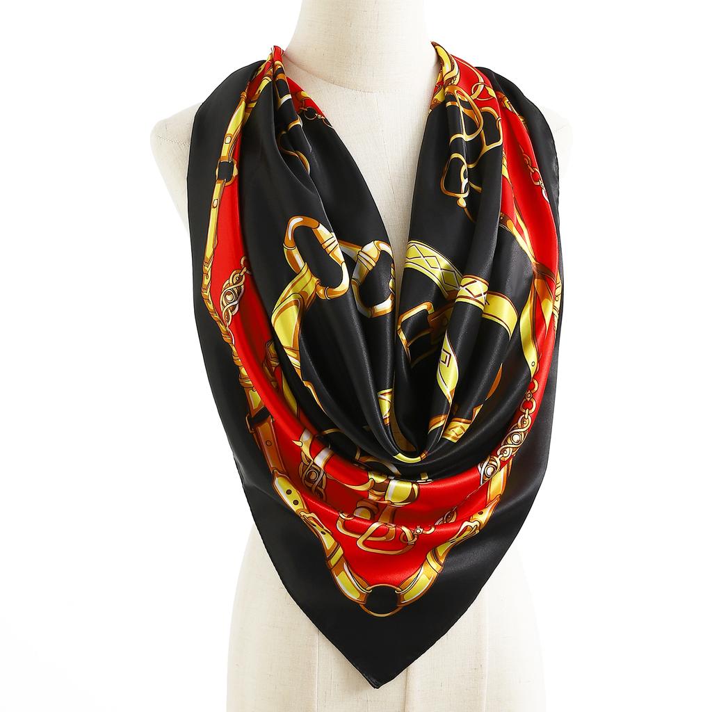 Модный квадратный шелковый платок Женский головной убор 90*90см Принт Шейные платки Офисная повязка для волос Носовой платок Женская бандана Головной убор