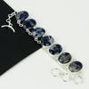 Natural Sodalite Gemstone Handmade 925 Sterling Silver Bracelet, Sodalite Bracelet For Wife , Unisex Bracelet, Birthday Gift For Love