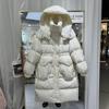 Winter New Down Jacket Women's Medium and Long Hooded Thickened Warm White Duck Down Jacket Tide